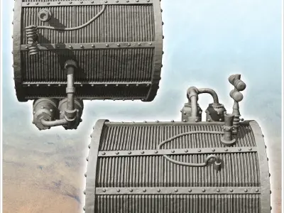 Storage hut with product tanks and magnetic antennas -2- 3D print model