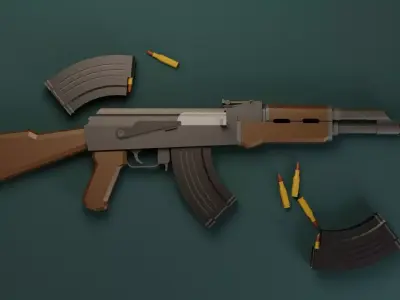 Low-Poly Ak-47 weapon Free low-poly 3D model