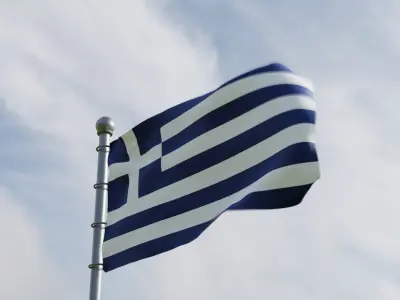 Animated Greece Flags 3D model