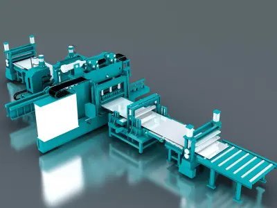 Metal Sheet Straightening Rolling and Cutting Machine 3D model
