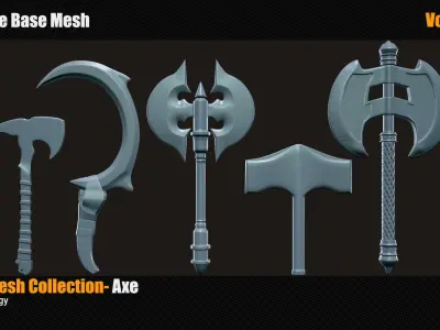 20 Axe Base Mesh Low-poly 3D model