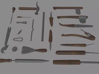 Old Tools Pack 01 Low-poly 3D model