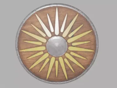 Wooden and Metallic shield 3D model