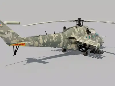 Mil Mi 24 Russian Helicopter Low-poly 3D model