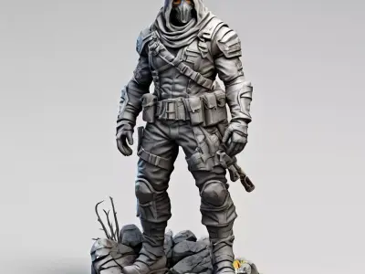 PostApocalyptic Desert Hunter 3D Model Low-poly 3D model