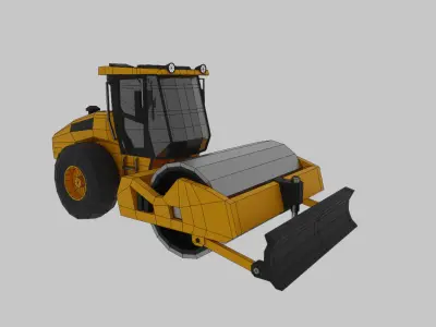 Vibratory Soil Compactor Heavy Vehicle Low-poly 3D model
