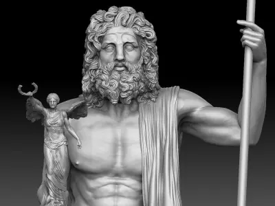 Zeus and Nike sculpture 3D print model