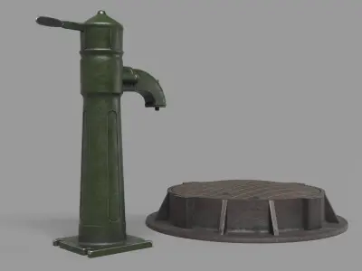Soviet union hand water pump Low-poly 3D model