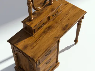 Victorian Table and Mirror Set Old Natural 3D model