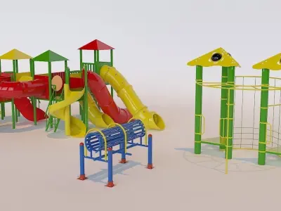03 water park slides Low-poly 3D model