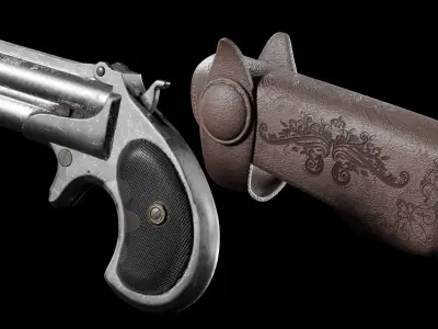 Ultra Low Poly Derringer Low-poly 3D model