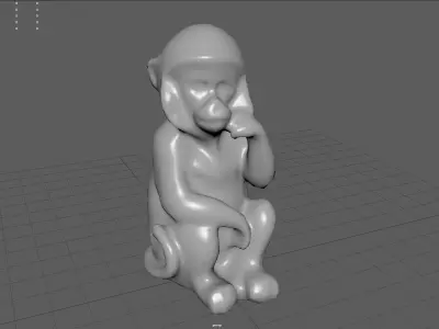 Monkey Statue Low-poly 3D model