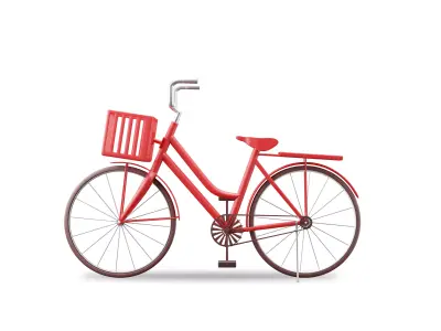 Women Cruiser Bike with Basket 3D Character Bicycle 3D low poly Low-poly 3D model