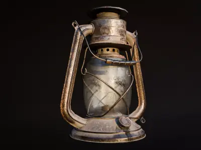 Rusty Oil Lamp - Game Ready 3D Asset Low-poly 3D model