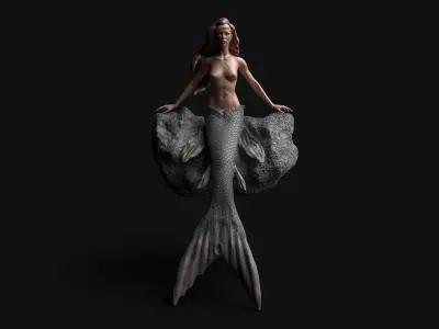 Mermaid in zbrush Low-poly 3D model
