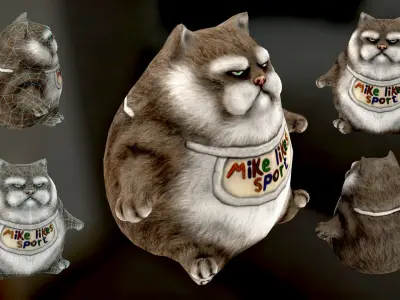 Mike cat Low-poly 3D model