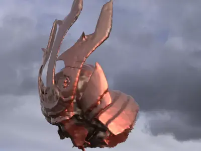 Samurai Rusted Helmet Low res 3D model