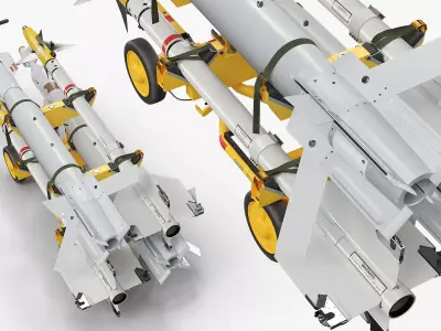 Missile Deck Cart with Training Missiles 3D model