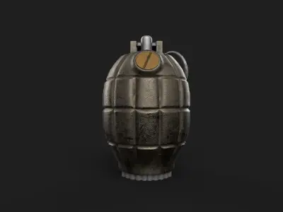 Military No36 Mills Bomb PBR hand Grenade ww1 and ww2 Low-poly 3D model