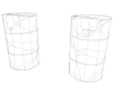 Broken Low Poly Barrels Low-poly 3D model