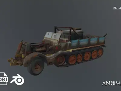 destroyed halftrack 3D model