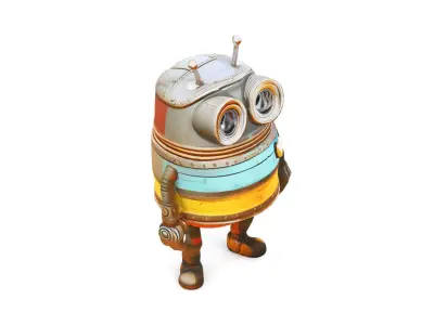 Mini Robot 3D Model Low-poly 3D model