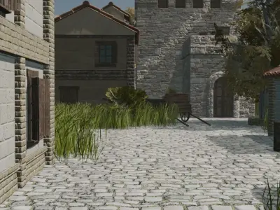 Medieval Walled Village 3D model