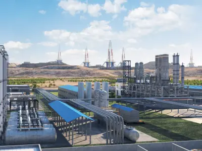 Oil Drilling   Oilfield   Gas Drilling   Refinery   3D model