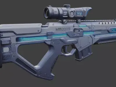 Cyberpunk Energy Weapon 3D Model Game Ready PBR 3D model