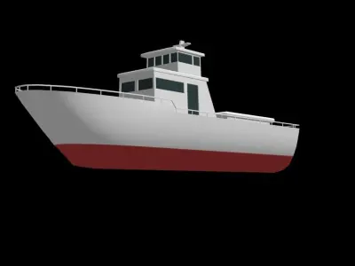Low poly boat fishing Free low-poly 3D model