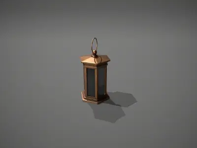 Brass Antique Lantern Low-poly 3D model
