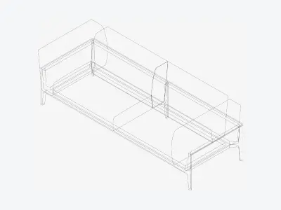 Furniture - Sofa - Contemporary - Oak - Large - Sofa Low-poly 3D model