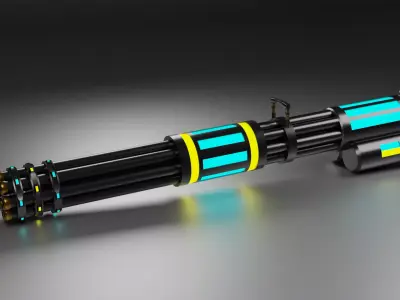 SCI FI minigun 3D model Low-poly 3D model