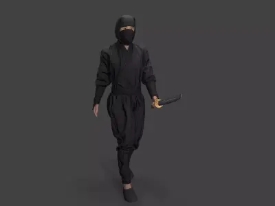 Bandit man in tracksuit  Low-poly 3D model