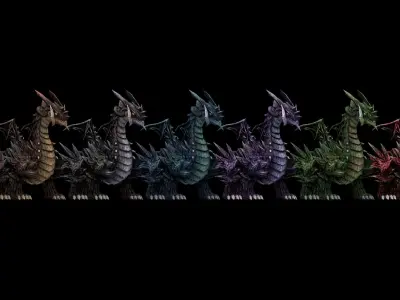 Dragon Pack - Fully Rigged and Animated Low-poly 3D model