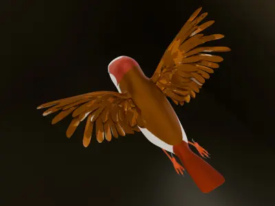 Animated Bird in Flight  Fully Rigged 3D Model for Games Renders Low-poly 3D model