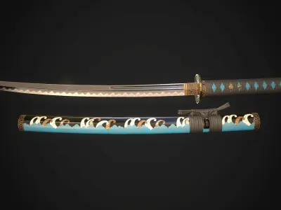 Wakizashi 01 Low-poly 3D model