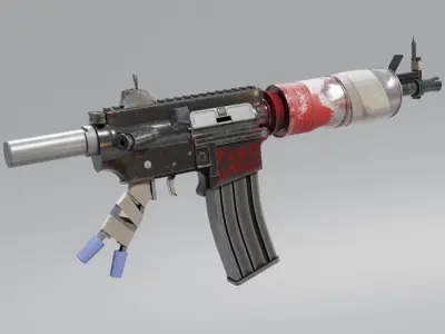 Apocalyptic M4 Rifle Low-poly 3D model