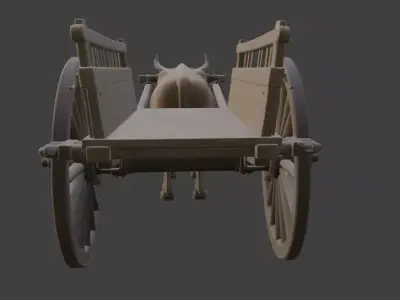 Realistic Bullock Cart 3D Model 3D model