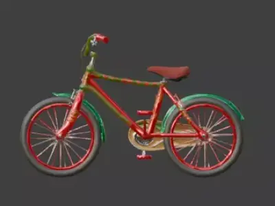 Stylized Christmas Bicycle 3D Model Low-poly 3D model