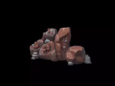 Low Poly Stylized Copper Ore Deposit Low-poly 3D model