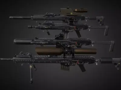 Modular assault rifle 3D model