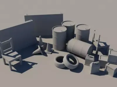 Construction Site Props Pack Low-poly 3D model purchase