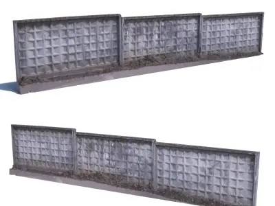 Concrete fence scan 4 Low-poly 3D model