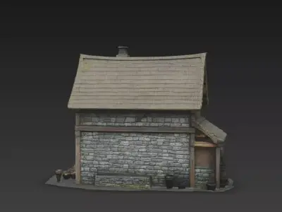 Medieval Blacksmith Shop  Game Ready House 3D model