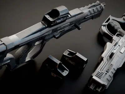 Stylized Sci-Fi Laser Shotgun Low-poly 3D model