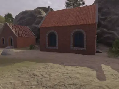 Coastal Village At Dusk 3D model