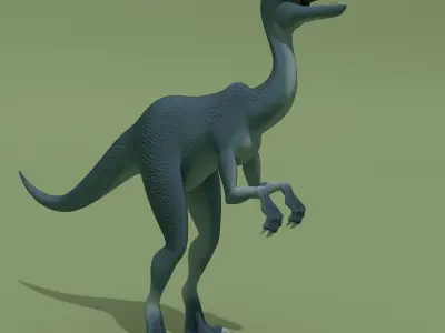 Cartoon Blue Dinosaur Low-poly 3D model