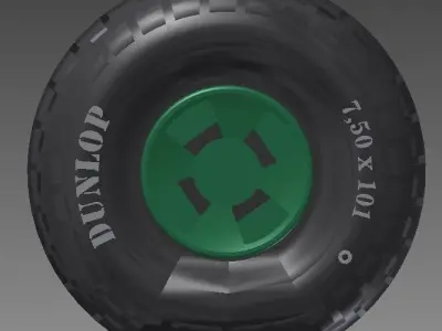 Spitfire - four spoke wheel - tire with pattern and loaded 3D print model