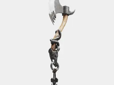 Medieval axe 3D model shop